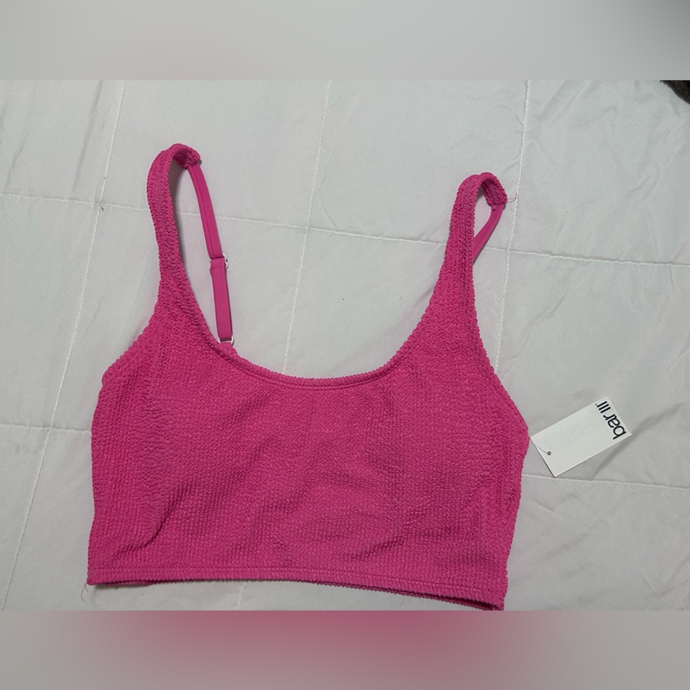 Bar III Textured Bikini top in Fuchsia Pink